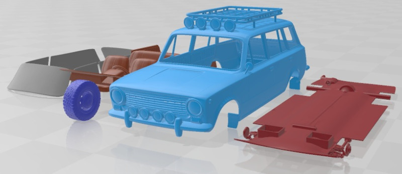 VAZ Zhiguli 2102 1971 Off Road Printable Car Modello di stampa 3D .c4d .max .obj .3ds .fbx .stl .blend 