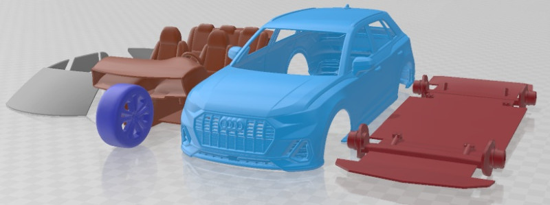 Audi Q3 S Line 2019 Printable Car 3D प्रिंट मॉडल .c4d .max .obj .3ds .fbx .stl .blend 