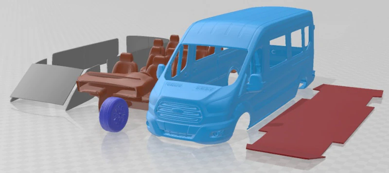 Transit Passenger 2014 Printable Van 3D Print Model .c4d .max .obj .3ds .fbx .stl .blend 