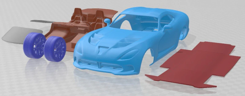 Dodge SRT Viper 2013 Printable Car 3D Print Model .c4d .max .obj .3ds .fbx .stl .blend 