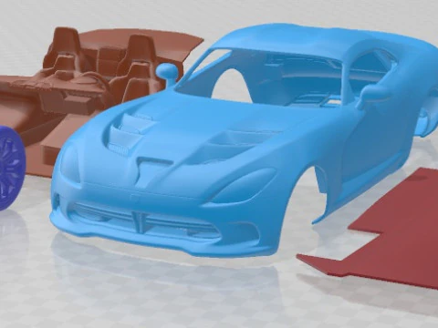 Dodge SRT Viper 2013 Yazdırılabilir Araba 3D Baskı Modeli