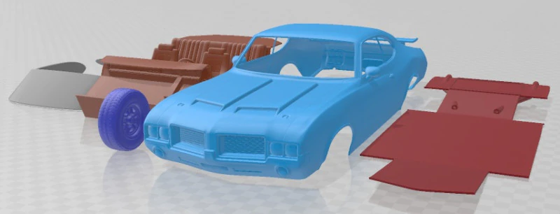 Oldsmobile Cutlass 442 1971 Printable Car 3D Print Model .c4d .max .obj .3ds .fbx .stl .blend 