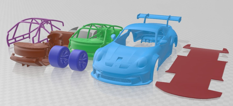 Porsche 911 GT3 Cup 2021 Printable Car 3D 打印模型 .c4d .max .obj .3ds .fbx .stl .blend 