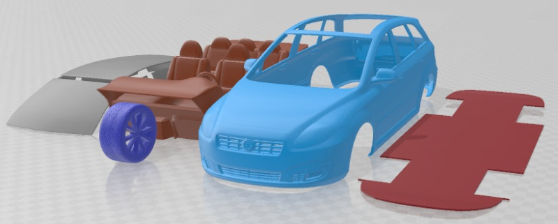 Fiat Croma 2008 Printable Car Modello di stampa 3D .c4d .max .obj .3ds .fbx .stl .blend 