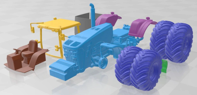 John Deere 8530 Tractor Twin Wheels Printable 3D Print Model .c4d .max .obj .3ds .fbx .stl .blend 