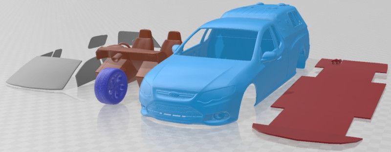 Falcon FG UTE XR6 Police 2011 Printable Car Model Cetak 3D .c4d .max .obj .3ds .fbx .stl .blend 