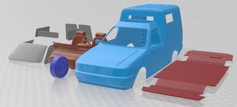 Fiat Fiorino Panel Van 1988 Printable Modèles 3D en vedette .c4d .max .obj .3ds .fbx .stl .blend 