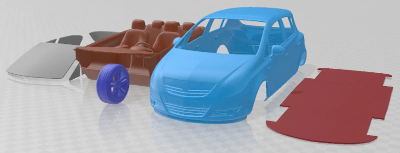 Opel Corsa 2007 Printable Car 3D Print Model .c4d .max .obj .3ds .fbx .stl .blend