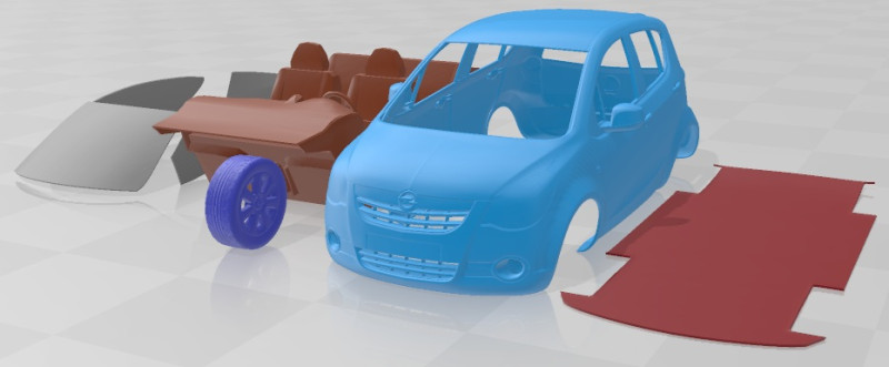 Opel Agila 2009 Printable Car Model Cetak 3D .c4d .max .obj .3ds .fbx .stl .blend 