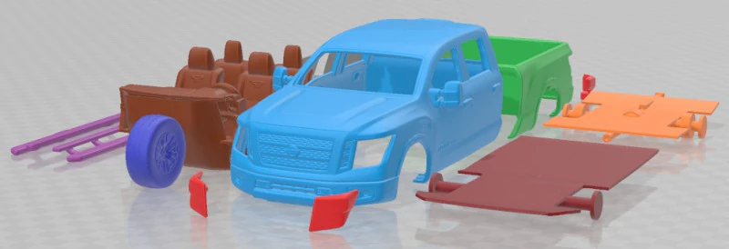 Carro imprim&iacute;vel Nissan Titan XD Pro 4x 2016 Modelo de Impressão 3D .c4d .max .obj .3ds .fbx .stl .blend 