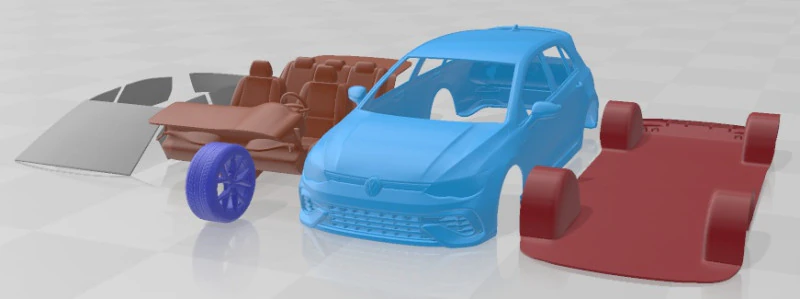 Volkswagen Golf 8 R 2022 Printable Car 3D Print Model .c4d .max .obj .3ds .fbx .stl .blend 