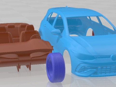 Volkswagen Golf 8 R 2022 Printable Car 3D Print Model