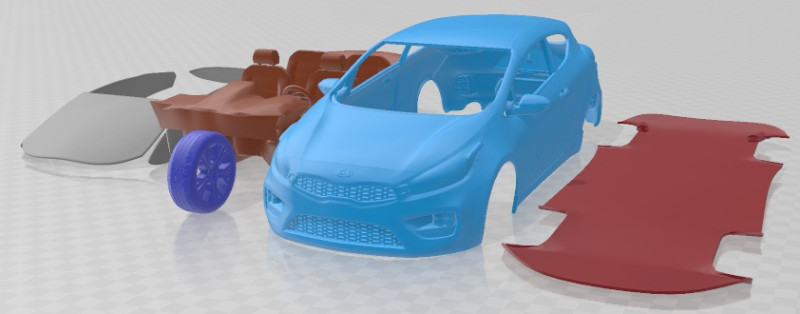 Kia Pro Ceed GT 2014 Printable Car 3Dプリントモデル .c4d .max .obj .3ds .fbx .stl .blend