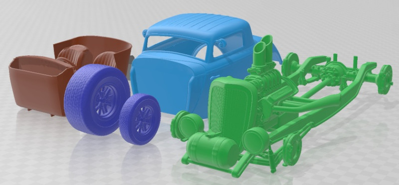 1934 Hot Rod Old School Printable Car 3D printmodel .c4d .max .obj .3ds .fbx .stl .blend