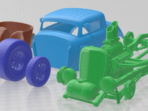 1934 Hot Rod Old School Printable Car Model Cetak 3D