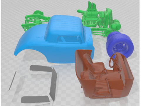 1934 Hot Rod Old School Printable Car 3D printmodel