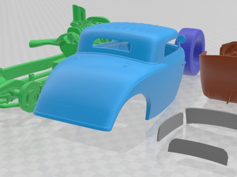 1934 Hot Rod Old School Printable Car 3D printmodel