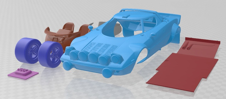Lancia Stratos HF 1974 Printable Car 3Dプリントモデル .c4d .max .obj .3ds .fbx .stl .blend
