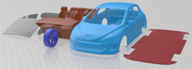 Peugeot 308 2008 Printable Car Modelo de Impressão 3D .c4d .max .obj .3ds .fbx .stl .blend