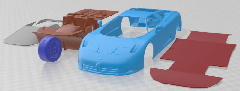 Bugatti EB 110 1991 Printable Car 3D Print Model .c4d .max .obj .3ds .fbx .stl .blend 