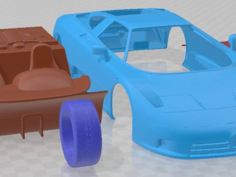 Bugatti EB 110 1991 Printable Car 3D Print Model