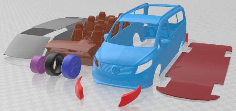Mercedes Benz V Class EQV 2020 Printable Van Modelo de Impressão 3D .c4d .max .obj .3ds .fbx .stl .blend 