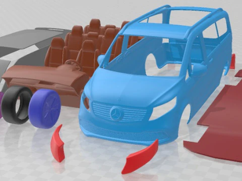 Mercedes Benz Classe V EQV 2020 Fourgon imprimable Modèles 3D en vedette
