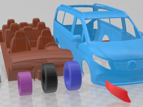 Mercedes Benz V Class EQV 2020 Printable Van Modelo de Impressão 3D