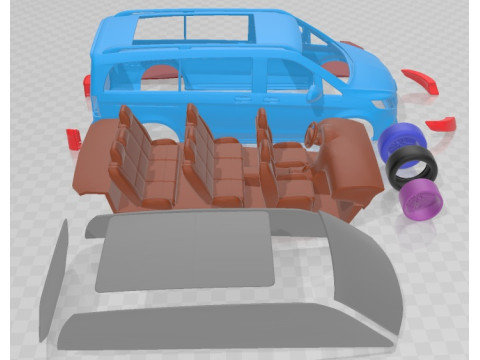 Mercedes Benz V Class EQV 2020 Printable Van Modelo de Impressão 3D