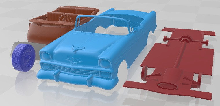Chevrolet Bel Air 1956 Convertible Printable Car 3D Print Model .c4d .max .obj .3ds .fbx .stl .blend 
