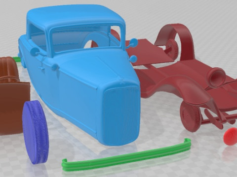 Model B De Luxe Coupe V8 1932 Printable Car 3D Print Model