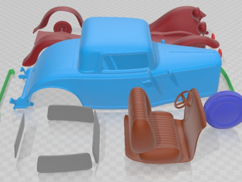 Model B De Luxe Coupe V8 1932 Printable Car 3D Print Model