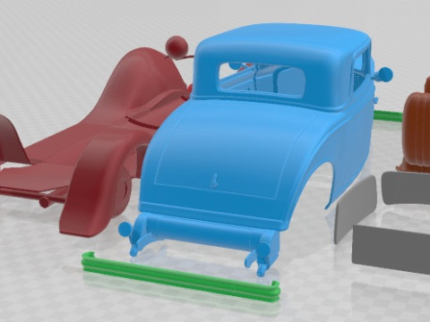 Model B De Luxe Coupe V8 1932 Printable Car 3D Print Model