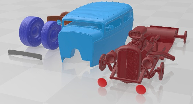 Tudor 1929 Hot Rod Printable Car Model do druku 3D .c4d .max .obj .3ds .fbx .stl .blend