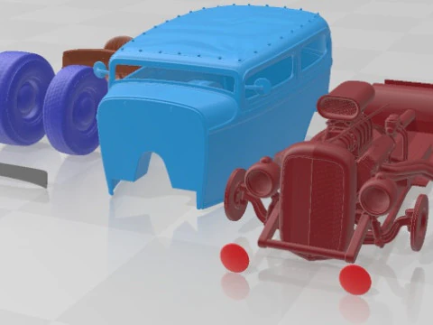 Mobil Cetak Hot Rod Tudor 1929 Model Cetak 3D