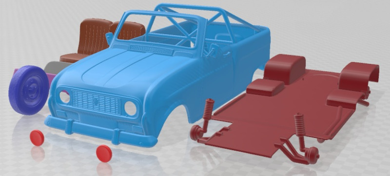 Автомобиль для печати Renault 4 F4 1974 Safari 3D Принт Модель .c4d .max .obj .3ds .fbx .stl .blend 