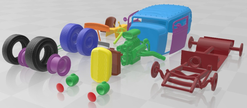 Tudor 1929 Hot Rod Printable Car Modelo de impresión 3D .c4d .max .obj .3ds .fbx .stl .blend