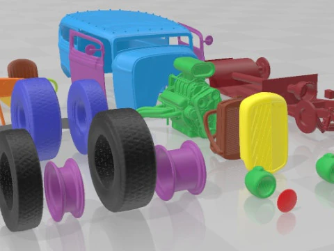Tudor 1929 Hot Rod Printable Car 3D Print Model