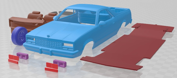 Chevrolet El Camino 1982 Printable Car 3D Print Model .c4d .max .obj .3ds .fbx .stl .blend 