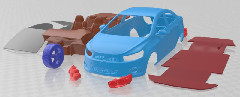 Chevrolet Aveo Sonic Sedan 2012 Printable Car 3D Print Model .c4d .max .obj .3ds .fbx .stl .blend 