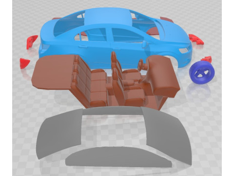 Chevrolet Aveo Sonic Sedan 2012 Printable Car 3D Print Model