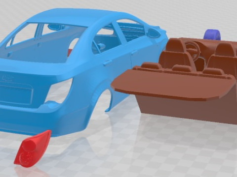 Chevrolet Aveo Sonic Sedan 2012 Printable Car 3D Print Model
