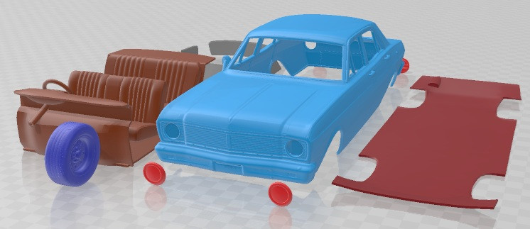 Falcon 1968 Printable Car in separate parts 3D Print Model .c4d .max .obj .3ds .fbx .stl .blend 
