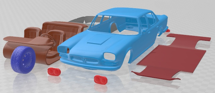 Maserati Quattroporte 1966 Printable Car 3D Print Model .c4d .max .obj .3ds .fbx .stl .blend