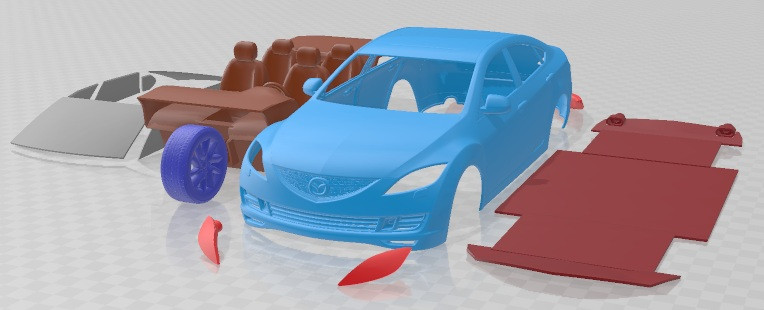 Mazda 6 2008 Printable Car 3D Print Model .c4d .max .obj .3ds .fbx .stl .blend