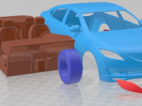 Mazda 6 2008 Yazdırılabilir Araba 3D Baskı Modeli