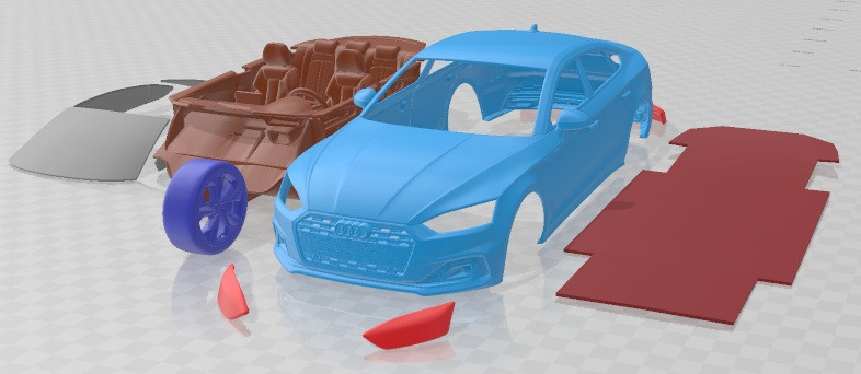 Audi A5 Sportback 2020 Printable Car 3D Print Model .c4d .max .obj .3ds .fbx .stl .blend