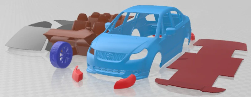 Suzuki SX4 Sedan 2008 Printable Car 3D Print Model .c4d .max .obj .3ds .fbx .stl .blend