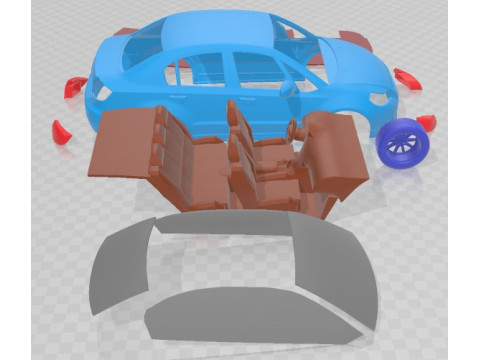 Suzuki SX4 Sedan 2008 Printable Car Model Cetak 3D