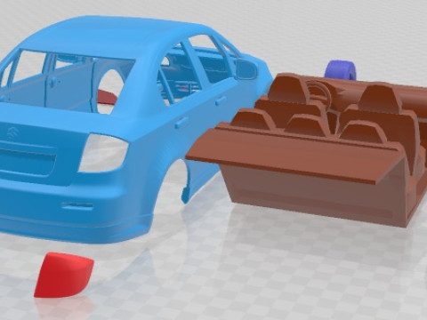 Suzuki SX4 Sedan 2008 Printable Car Model Cetak 3D